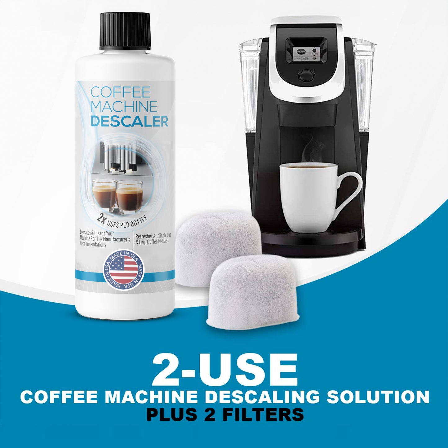 Keurig Compatible Descaling Solution - 1 Bottle, plus 2 filters